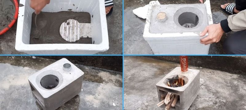 Cách làm bếp củi từ thùng xốp