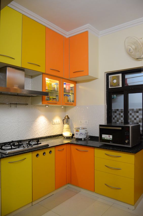 nhà bếp màu cam và vàng