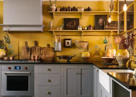 sơn tường bếp màu vàng